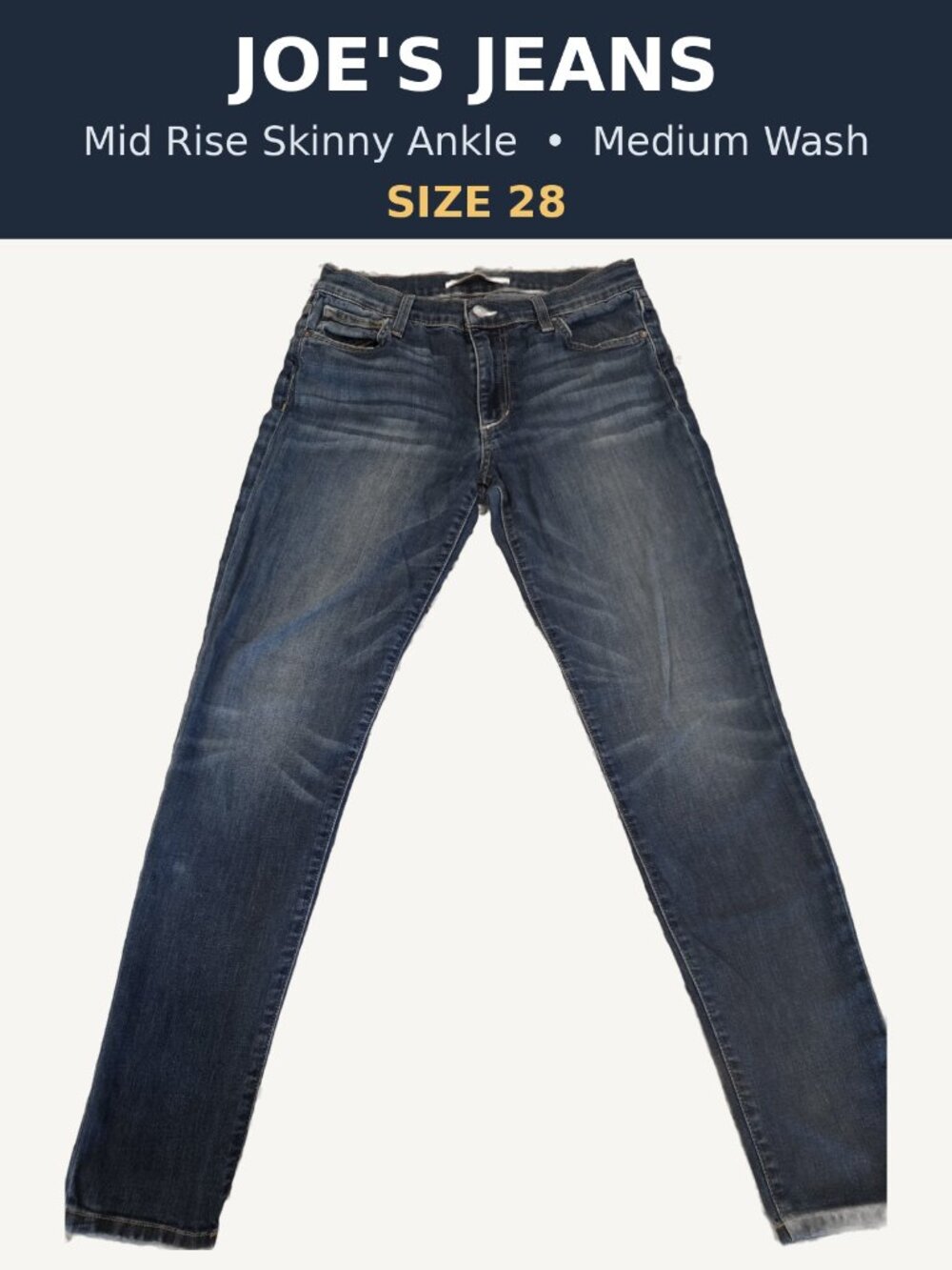 Joe's Jeans Mid Rise Skinny Ankle Jeans Medium Wash Size 28